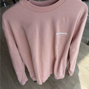 All Saints Men's Pink Crewneck Sweater